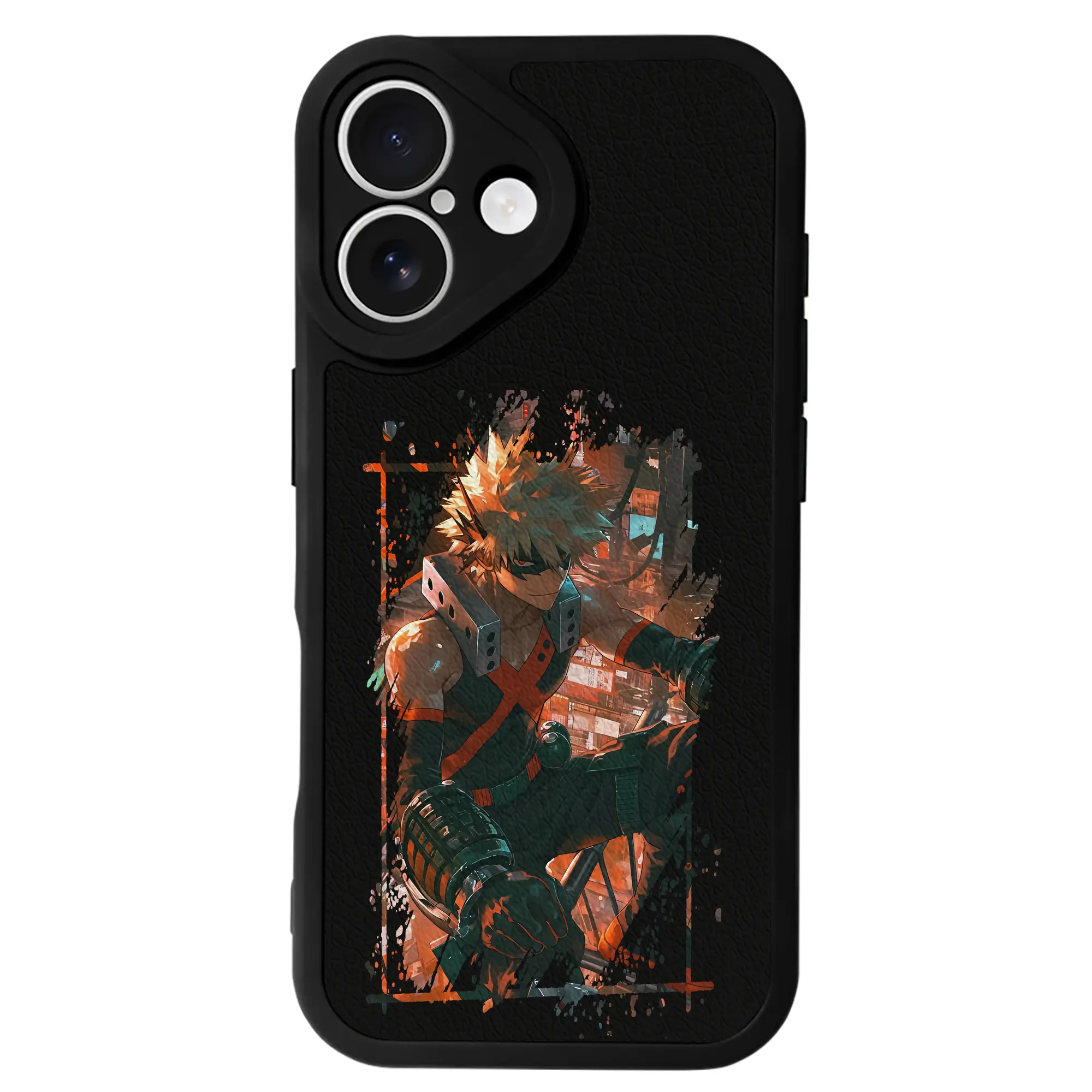 僕のヒーローアカデミア グッズ,爆豪勝己 - IPhone 16シリーズ対応 ・ シリコンスマホケース ・ レザー調 ・ 高精度フィット ・ 耐衝撃 ・ ワイヤレス充電対応 ・ 精密カット